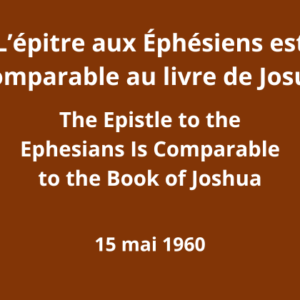 L’Epitre aux Ephésiens est comparable au Livre de Josué