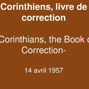 Corinthiens, livre de correction